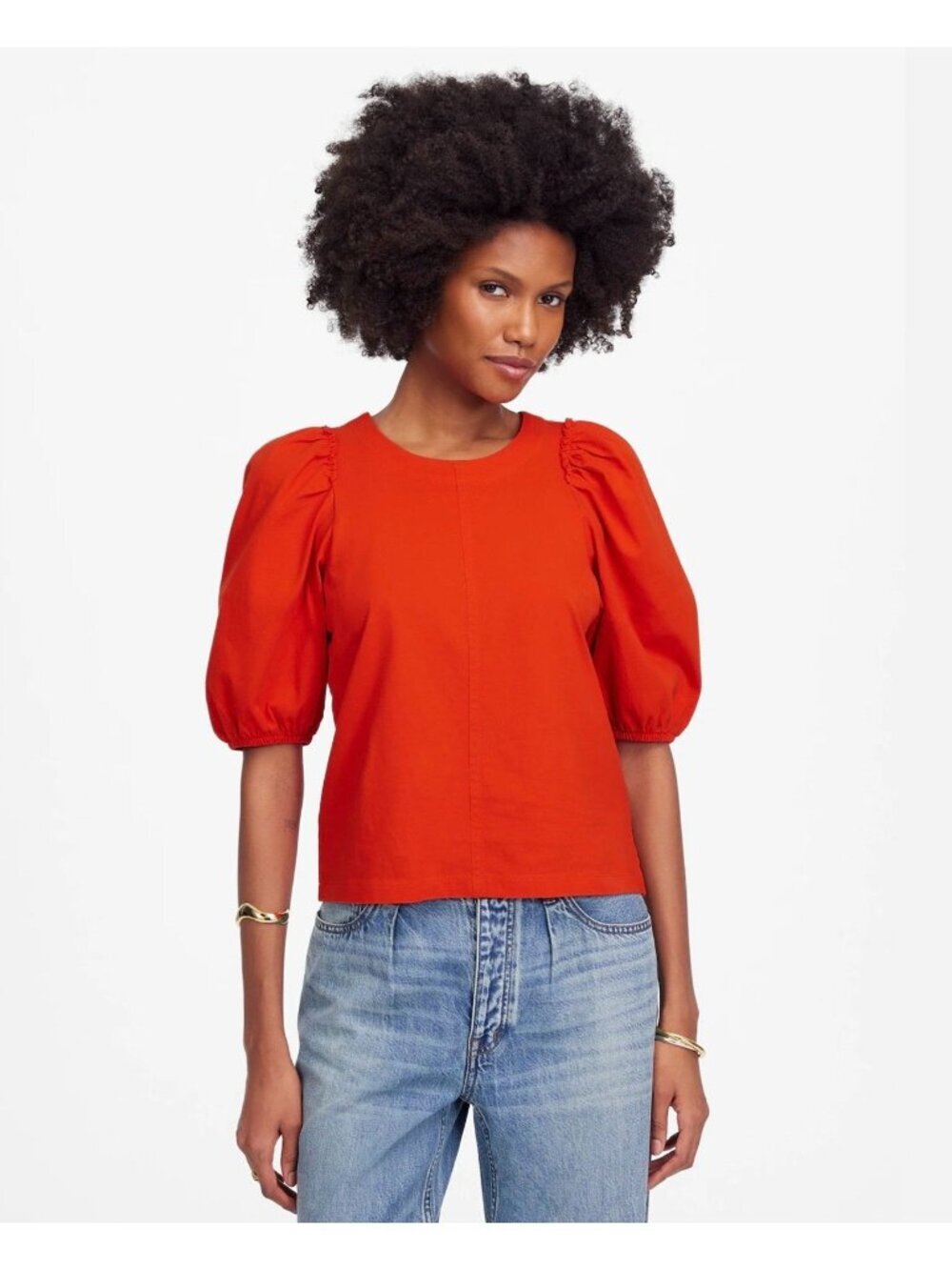 NWT Madewell Red Puff-Sleeve Tee - Size: XXS